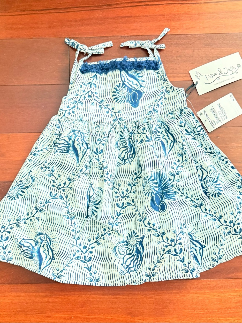 Pippa & Julie Blue and White Floral Tie-Strap Sundress